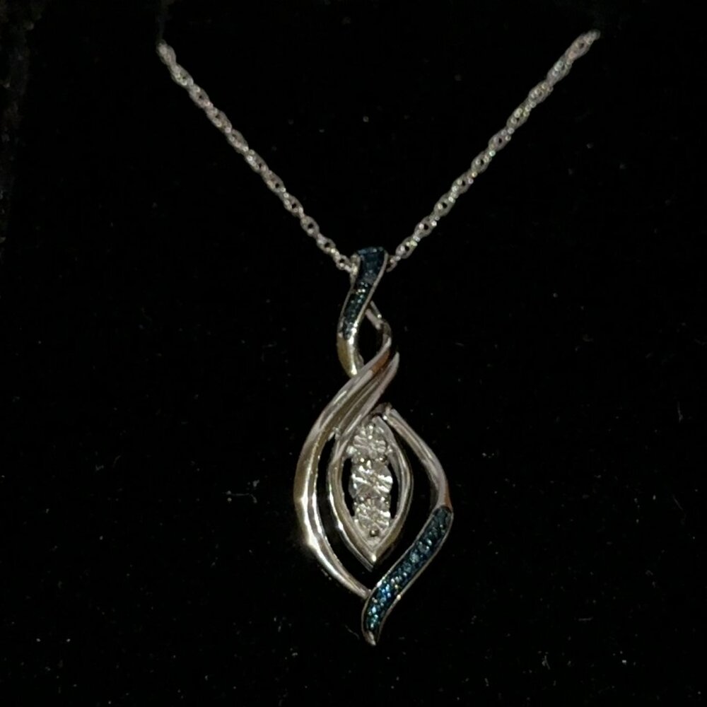 Sterling Silver Sapphire and White Topaz Necklace